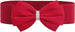 Elegant Elastic Bow Belt with Rhinestone Center - Red