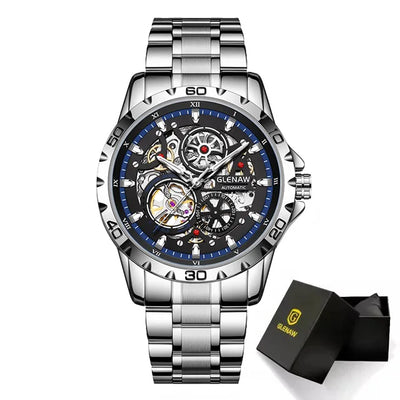 Skeleton Automatic Mechanical Watch with Luminous Dial