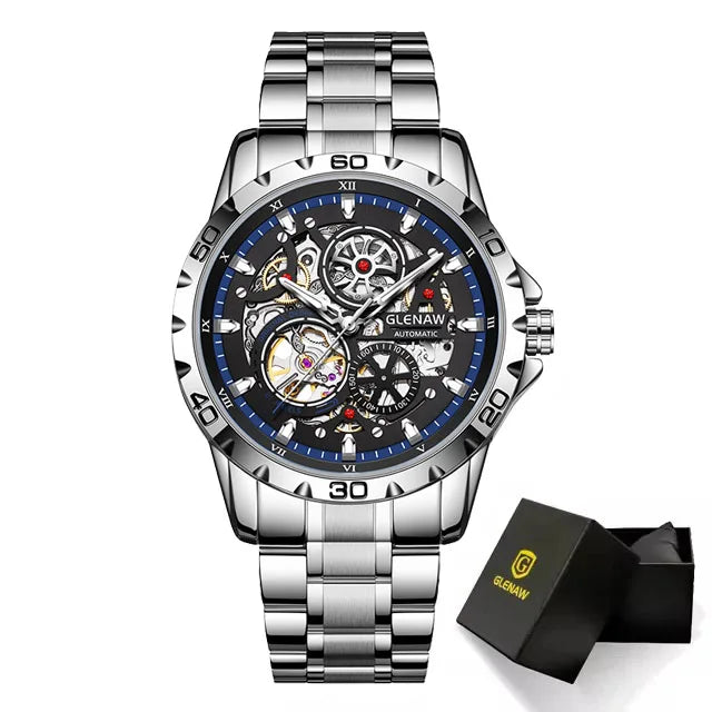 Skeleton Automatic Mechanical Watch with Luminous Dial