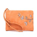 Wallet With Bird Tree Pattern Zipper Pocket Design - Orange