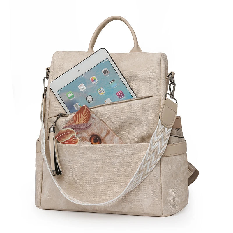 Backpack Large Capacity Tassel Accessory Included