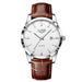 Gold Tone Leather Strap Quartz Watch Classic Edition - Silver White