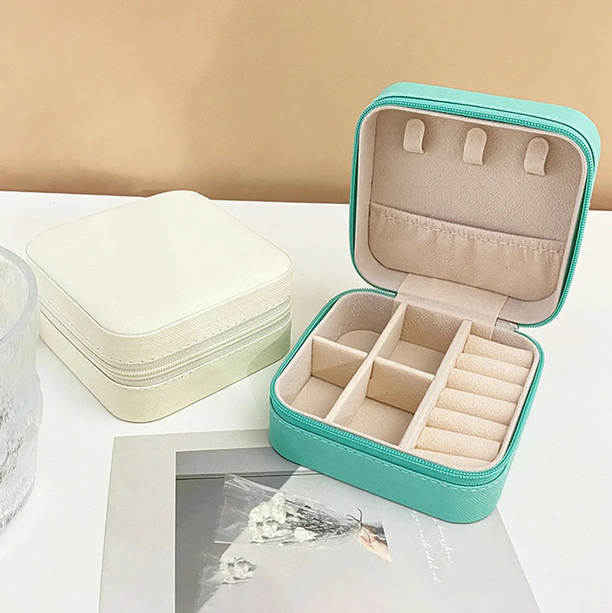 Mini Travel Jewellery Organizer Box Zippered Case