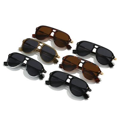 Retro Pilot Sunglass with Double Bridge UV400