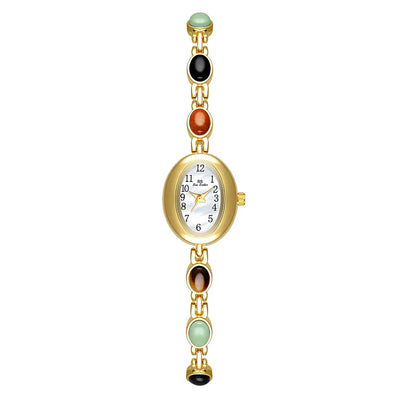 Elegant Ladies Watch Bracelet with Multicolor Beads