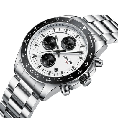 Stainless Steel Chronograph Watch Tachymeter Bezel