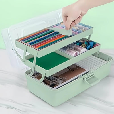 3 Layer Craft Organizer Case with Adjustable Dividers