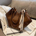 Handbag Pleated Texture Tote With Ribbon Detail Accent - Brown