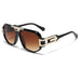 Vintage Square Sunglasses Oversized UV400 Lenses - Black Brown