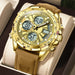 Wristwatch with LED Display and Multiple Time Zone - Gold Gold
