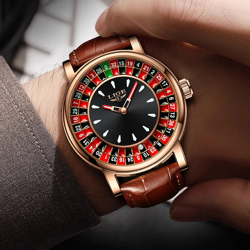 Wristwatch Roulette Dial Leather Strap