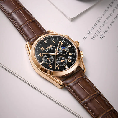 Chronograph Watch with Luminous Hands Quartz Movement