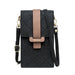 Crossbody Handbag With Petal Plaid Pattern And Strap - Black