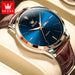Calendar Week Display Timepiece With Luminous Dial - Rose Blue
