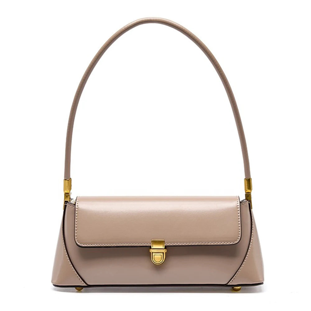 Baguette Shoulder Bag With Delicate Gold Tone Hardware