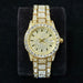 Elegant Paved Dial Watch With Crystal Accents - Golden