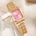 Light Luxury Women Quartz Square Dial Wristwatch - Pink