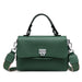 Enveloped Top Handle Bag With Classic Metal Clasp Charm - Dark Green