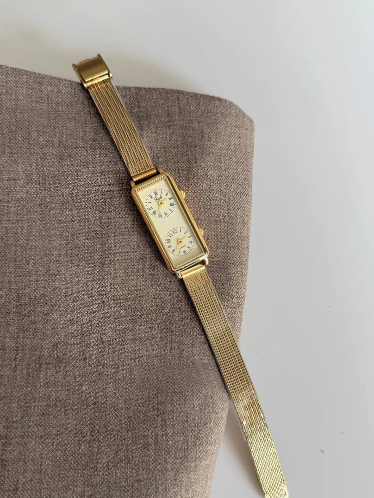 Watch Dual Movement Rectangular Dial Couture Timepiece - WO2MEN