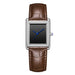 Rectangular Quartz Watch with Leather Strap Timeless - Silver Brown V2