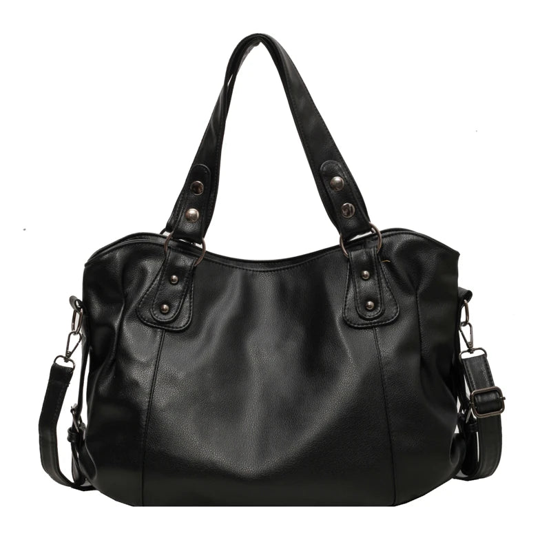 Hobo Handbag Large Capacity Shoulder Bag Tote - Black