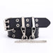 Women Double Ring Eyelet Belt for Dress Jeans - Black