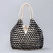 Handbag Beaded Woven Shoulder Bag for Everyday Use - Black