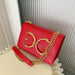 Ornate Monogram Chain Bag with Petite Silhouette Detail - Red