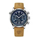 Chronograph Watch with Leather Strap Calendar Premium - Silver Blue