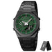 Stainless Steel Quartz Wristwatch for Men Digital - BK/GR/BK