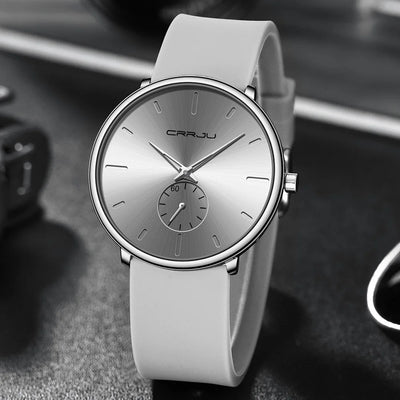 Elegant Round Quartz Watch With Sub Second Dial Aura