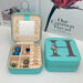 Jewelry Box Organizer with Mirror Portable Storage Case - H