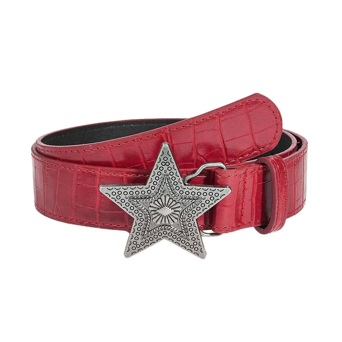 Star Buckle Belt with Five Point Star Accent Design