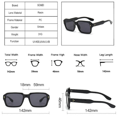 Sunglasses Square Frame Gradient Lenses UV400