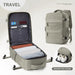 Cabin Size Travel Backpack With Shoe Compartment Deluxe - Grey Brown