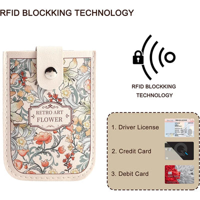 Card Holder Floral Artful Pull out Mini Wallet Case - WO2MEN