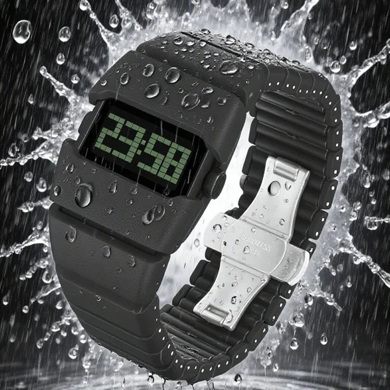 LED Digital Wristwatch Stopwatch Shock Resistant