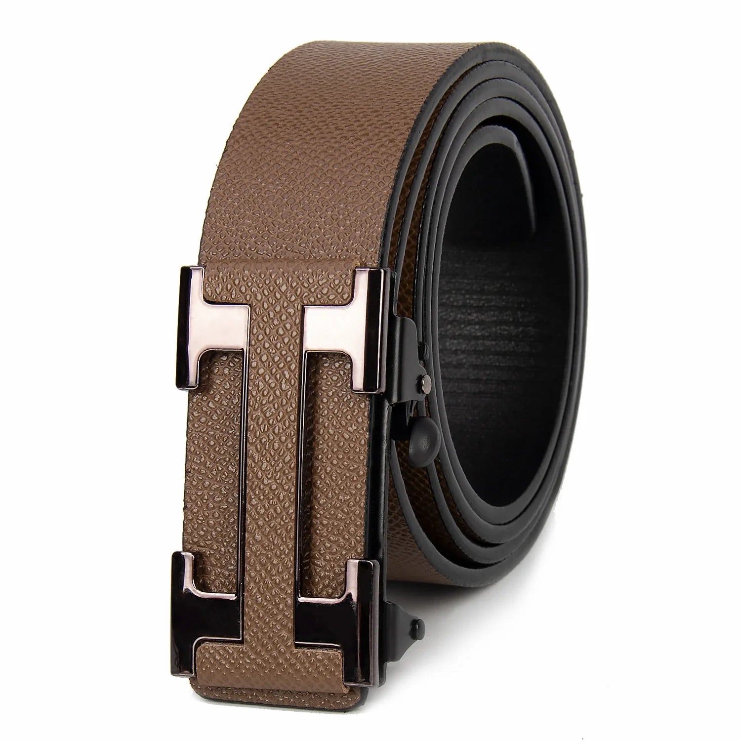 Belt With H Buckle And Textured Finish For Daily Wear - WO2MEN
