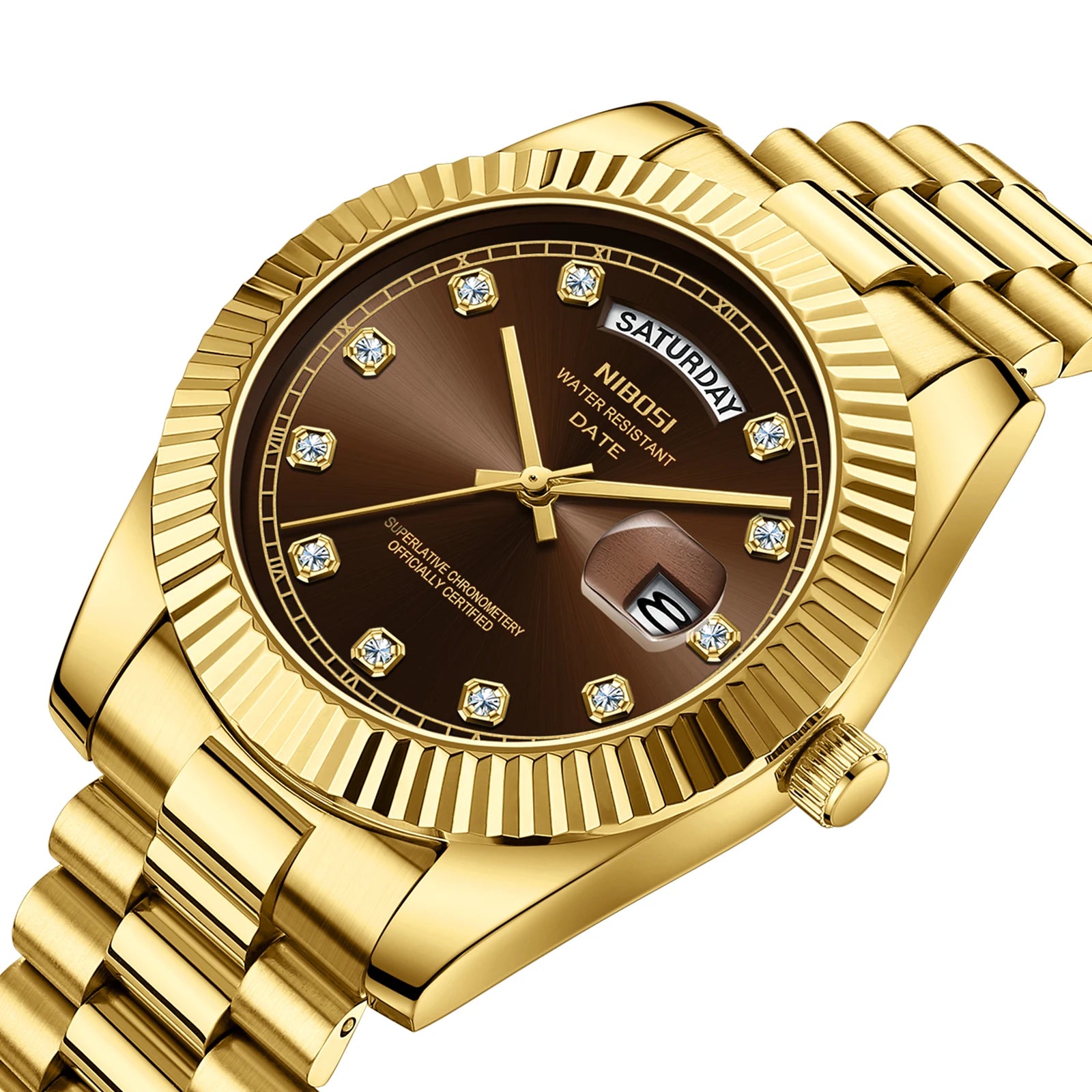 Diamond Marker Watch With Day Date Display Quartz - C