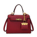 Lockable Satchel With Charm Pouch And Chain Accent Pro - Burgundy