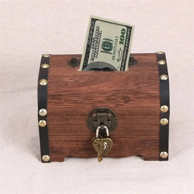 Treasure Chest Storage Box With Lock Vintage Piggy Bank - WO2MEN