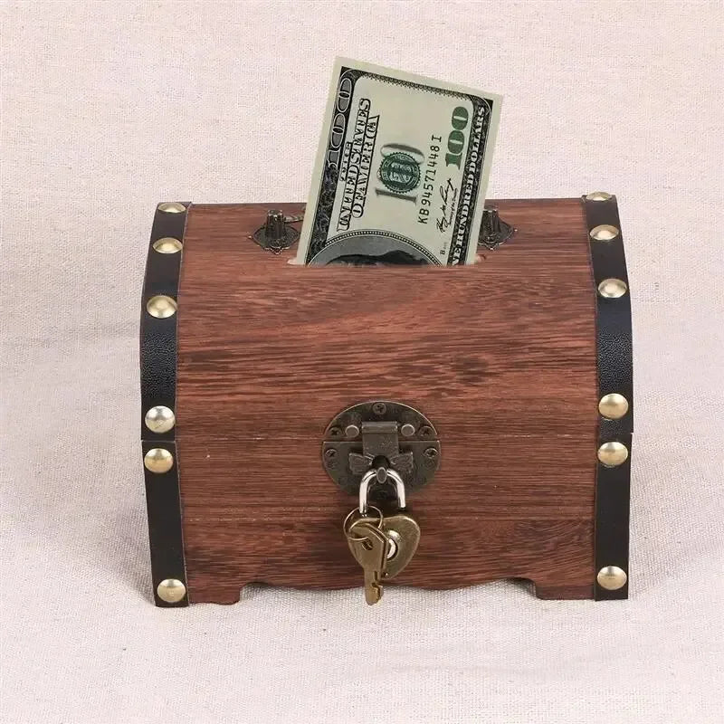 Vintage Treasure Chest with Lock and Rustic Accents