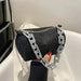 Rhinestone Cascade Bucket Bag With Crystal Chain Detail - Black