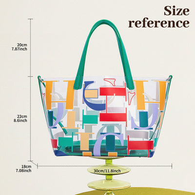 Translucent Mosaic Tote With Prism Pane Geometry Design