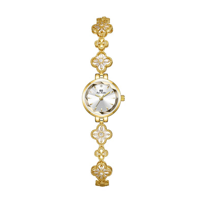Floral Bracelet Wristwatch with Crystal Accents