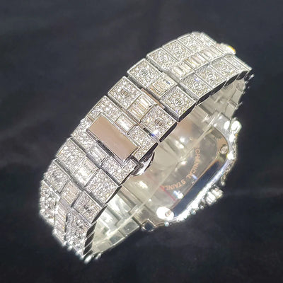 Diamond Watch Stainless Steel Case And Band Square Dial