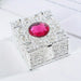Ornate Filigree Bead Box with Jewel Top Decorative - Silvery