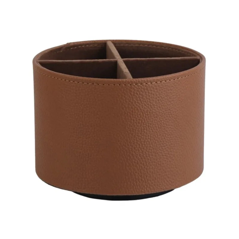 Nordic Style Rotating Leather Desktop Storage Box
