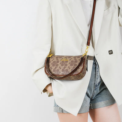 Paisley Monogram Crossbody Satchel with Dual Straps