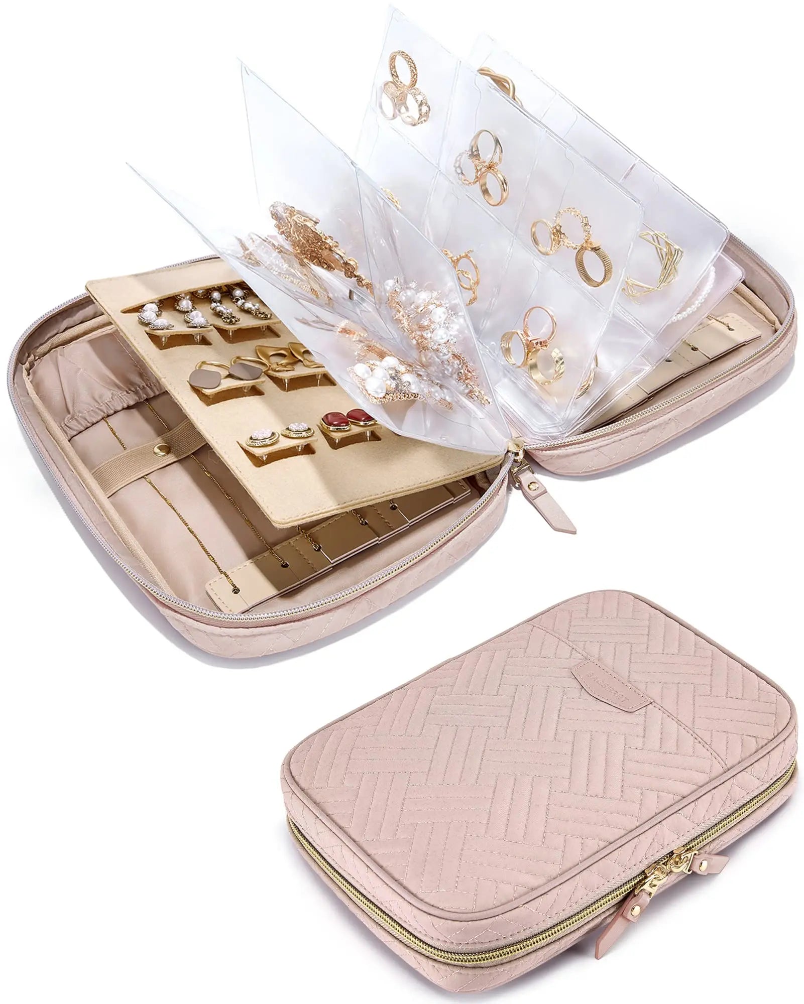 Elegant Jewelry Travel Binder Case See Through Panels